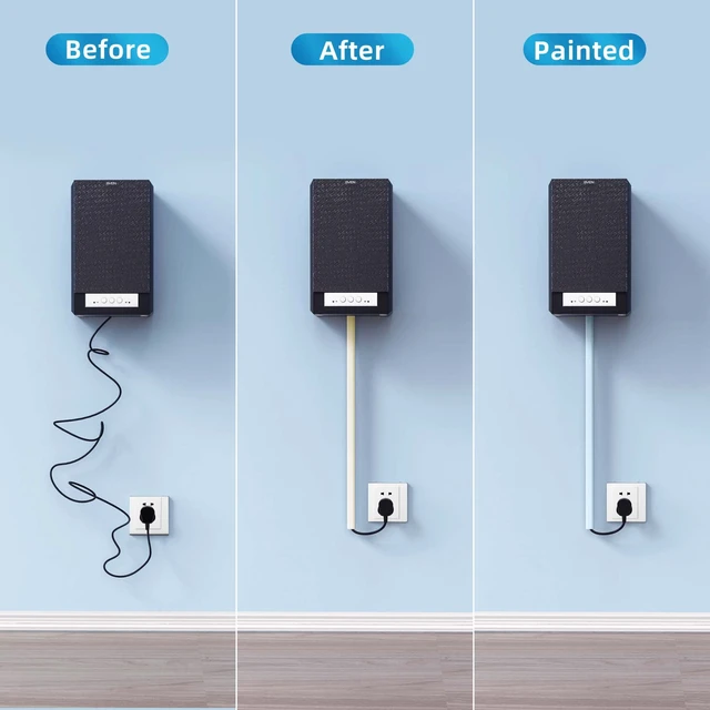 Alt view image 5 of 7 - 128in Mini Cord Hider, On-Wall Cord Cover, W0.5in H0.31in, Beige Small Cord Covers for Wires on wall, Cable Management Hider for Single Wire