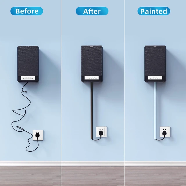 Alt view image 4 of 7 - 128in Mini Cord Hider, On-Wall Cord Cover, W0.5in H0.31in, Black Small Cord Covers for Wires on wall, Cable Management Hider for Single Wire