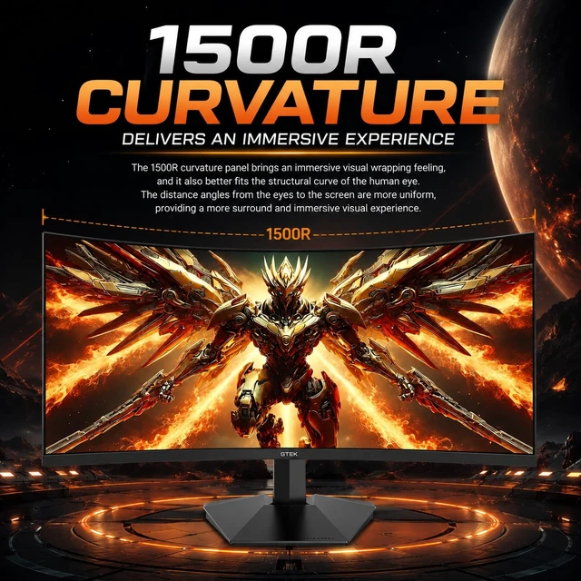 Alt view image 3 of 7 - 27 Inch Curved Gaming Monitor 280Hz/240Hz FHD 1080P, 1500R Curved VA Display, 1ms MPRT, FreeSync, HDR, DP 1.4 & HDMI, VESA Compatible PC Monitor for Gaming, Streaming & Home Office