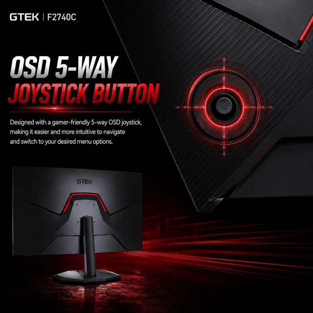 Alt view image 7 of 7 - 27 Inch Curved Gaming Monitor 280Hz/240Hz FHD 1080P, 1500R Curved VA Display, 1ms MPRT, FreeSync, HDR, DP 1.4 & HDMI, VESA Compatible PC Monitor for Gaming, Streaming & Home Office