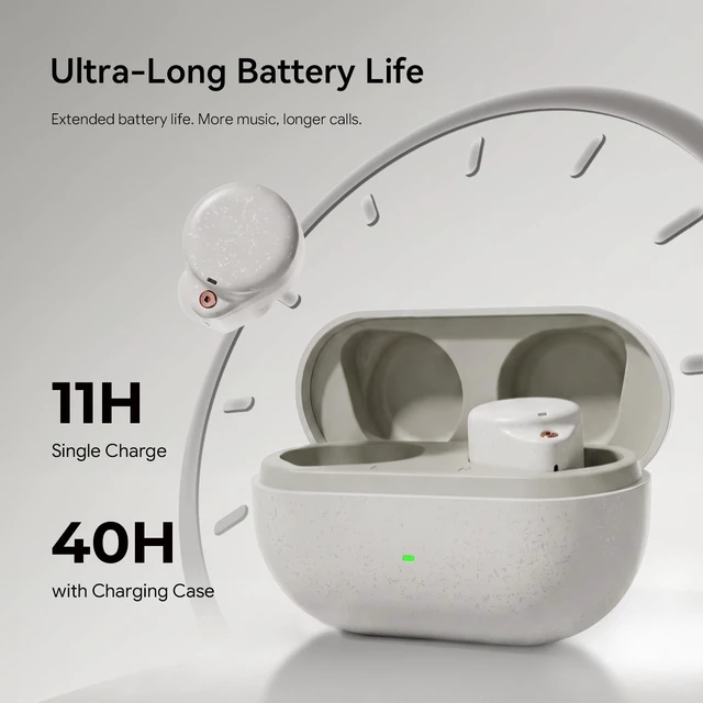 Alt view image 3 of 7 - Ceramics Ultra Noise Cancelling Earbuds, Bluetooth 6.0, LDAC/LHDC Hi-Res Audio, Advanced Hybrid ANC, 4 HD Mics, Low Latency, 99% Noise Reduction, Sweat Resistant, 11H/40H, Greige