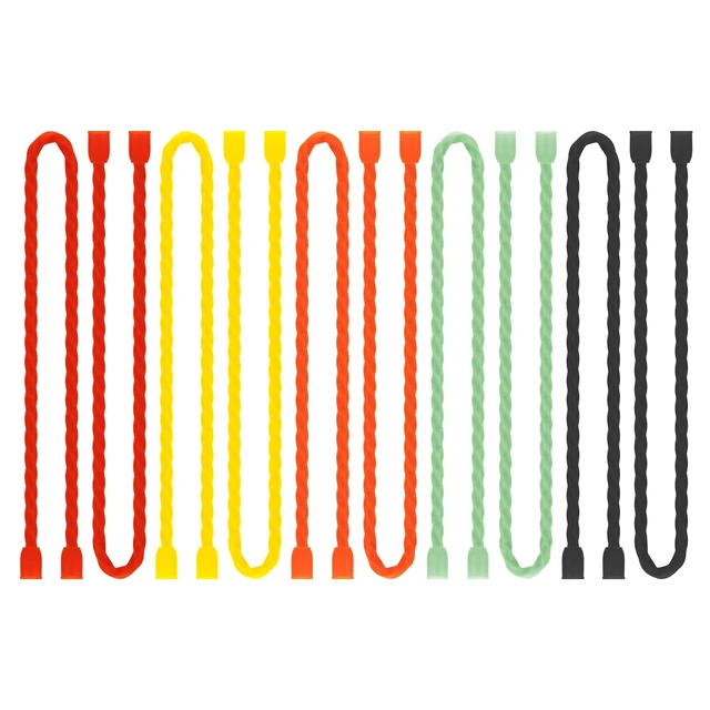 Main image of 10 PCS 12-Inch Silicone Cable Ties - Reusable Rubber Twist Ties Bendable Cable Ties for Bundling and Holding, All Purpose Cord Tie for Indoor and Outdoor (5 Colors)