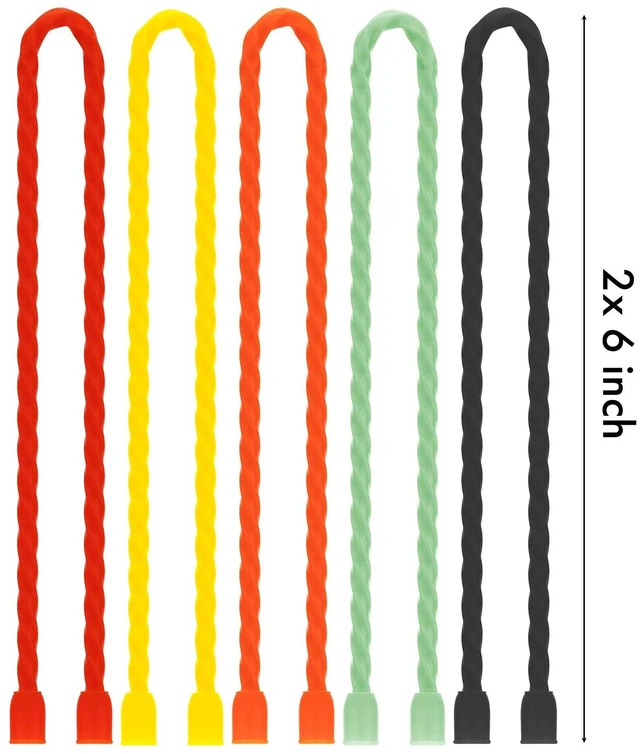 Alt view image 2 of 7 - 10 PCS 12-Inch Silicone Cable Ties - Reusable Rubber Twist Ties Bendable Cable Ties for Bundling and Holding, All Purpose Cord Tie for Indoor and Outdoor (5 Colors)