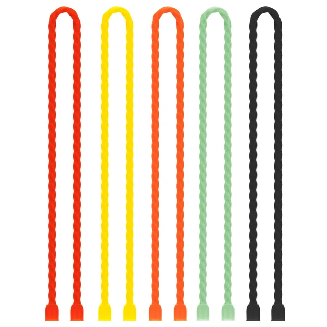 Main image of 5 PCS 24-Inch Silicone Cable Ties Steel-Core Reusable Rubber Twist Ties Bendable Cable Ties for Bundling and Holding, All Purpose Cord Tie for Indoor and Outdoor (5 Colors)