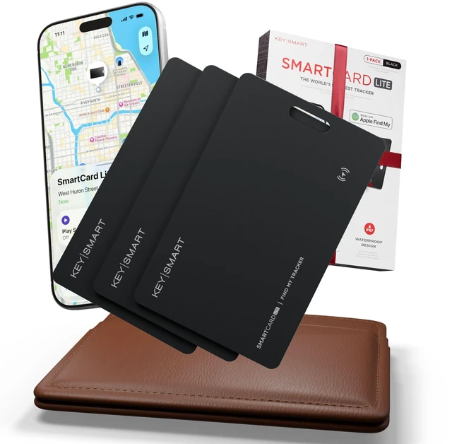 Main image of KeySmart SmartCard Lite 2 Year Battery Wallet Tracker for iPhone Compatible with Apple Find My App, Long-Lasting Single-Use 2-Year Battery Life, Slim Tracking Card
