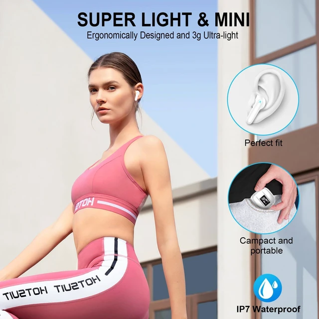 Alt view image 7 of 7 - Wireless Earbuds, Bluetooth 5.4 Headphones, 48H, Stereo Ear Buds, LED Display Earphones with Mic, IP7 Waterproof In EarBud, Comfort Fit, Bluetooth Earbuds for Phone Android iOS, Sport, Walk, White