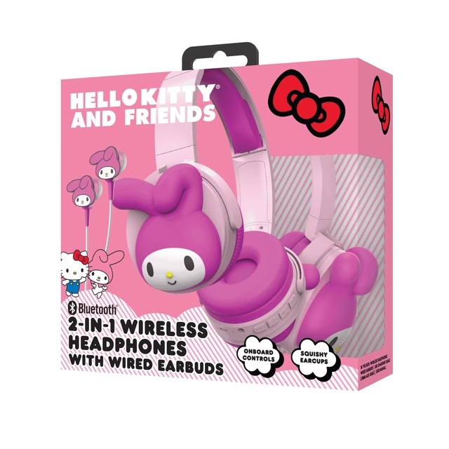 Alt view image 5 of 6 - 2-in-1 Wireless Bluetooth Headphones with Wired Earbuds Foldable Over-Ear Headset with Built-in Mic, AUX Cable, Adjustable Headband, and Onboard Controls My Melody