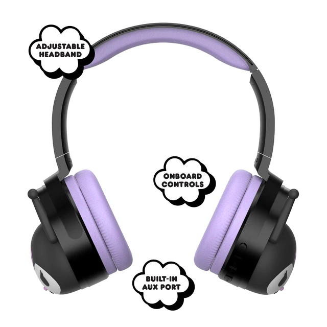 Alt view image 2 of 6 - 2-in-1 Wireless Bluetooth Headphones with Wired Earbuds Foldable Over-Ear Headset with Built-in Mic, AUX Cable, Adjustable Headband, and Onboard Controls Kuromi