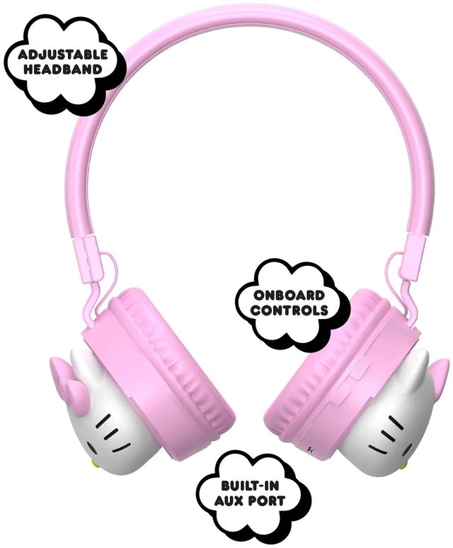 Alt view image 2 of 6 - 2-in-1 Wireless Bluetooth Headphones with Wired Earbuds Foldable Over-Ear Headset with Built-in Mic, AUX Cable, Adjustable Headband, and Onboard Controls Pink