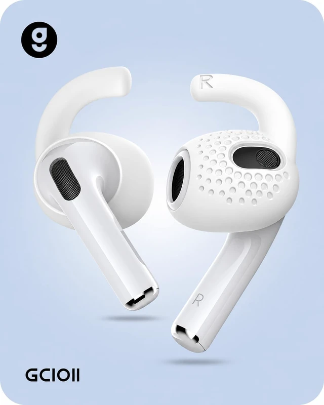 Alt view image 5 of 6 - 3 Pairs for AirPods 3 Ear Hooks Covers, Anti Slip Sport Ear Tips Added Storage Pouch, Accessories Compatible with Apple AirPods 3rd Generation (2021), White