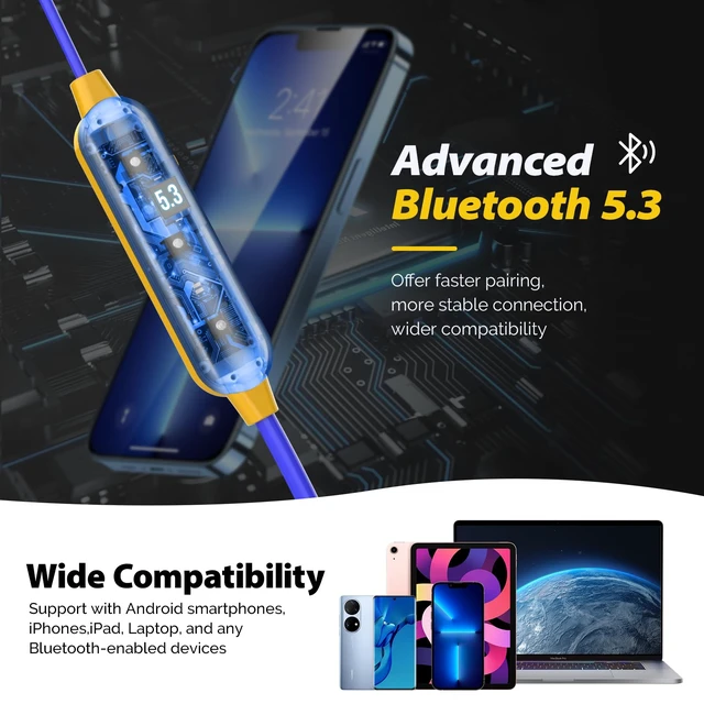 Alt view image 6 of 7 - Bluetooth Work Earplugs Headphone,Wireless in-Ear Noise Isolating Earbuds,29dB Noise Reduction Headphone with Control,19+ Hours Battery for Lawn Mowing Safety Industrial Construction(Yellow)
