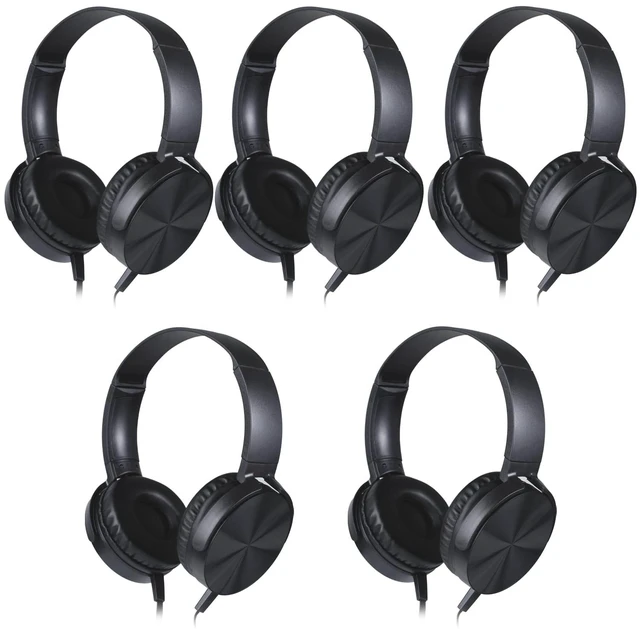 Main image of 5 Pack Kids Headphones Bulk for School Classroom, Durable Students Wired Headset for Children Toddler Teen Boys Girls and Adult, Comfort On Ear Earphones for Laptop PC Chromebook (LS450, 5 Black)