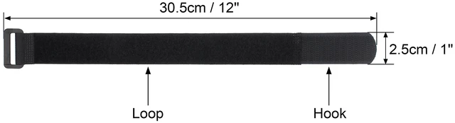Alt view image 3 of 7 - 12 Pack 1 x 12 Inch Long Hook and Loop Tie Down Straps Heavy Duty Durable Nylon, Reusable, Large, Wide, Black, Functional Adjustable Fastening Cinch Strap Cable Cord for Home, Office, Outdoor