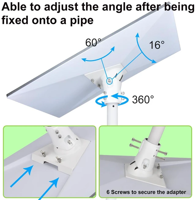 Alt view image 3 of 7 - Adjustable Pole Mount for Starlink Standard 4/4X/Gen 3 Dish,White Pole Mounting Kit for Starlink Standard Dish V3,Standard 4/4X Dish,Wall Mount Bracket with Multiple Adjustment Capabilities