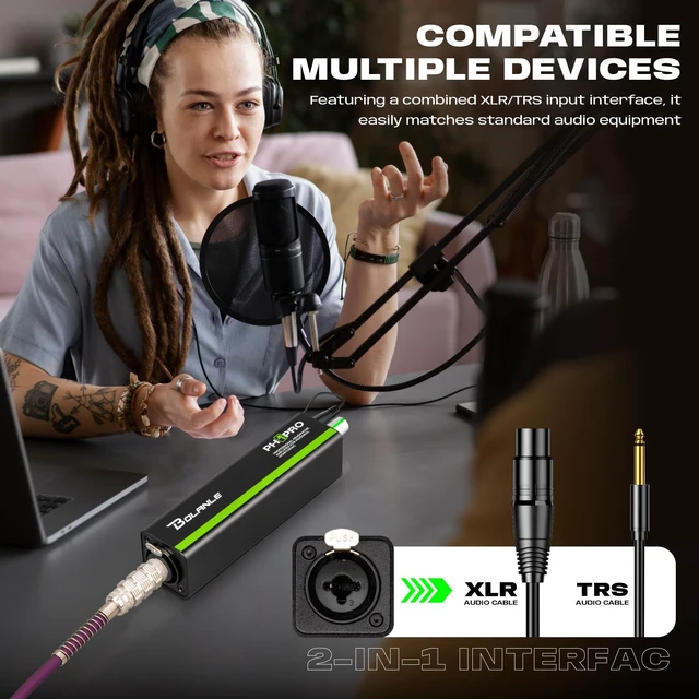 Alt view image 3 of 7 - PH1 PRO in-Ear Monitor Amplifier 25H Battery XLR/TRS Musicians Live Built-in 1000mAh rechargeable battery delivers up to 25 hours of continuous stage or rehearsal use