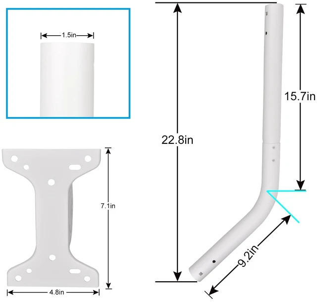 Alt view image 5 of 7 - Adjustable Pole Mount for Starlink Standard 4/4X/Gen 3 Dish,White Pole Mounting Kit for Starlink Standard Dish V3,Standard 4/4X Dish,Wall Mount Bracket with Multiple Adjustment Capabilities