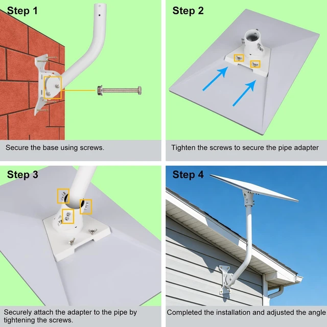 Alt view image 6 of 7 - Adjustable Pole Mount for Starlink Standard 4/4X/Gen 3 Dish,White Pole Mounting Kit for Starlink Standard Dish V3,Standard 4/4X Dish,Wall Mount Bracket with Multiple Adjustment Capabilities