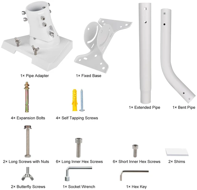 Alt view image 7 of 7 - Adjustable Pole Mount for Starlink Standard 4/4X/Gen 3 Dish,White Pole Mounting Kit for Starlink Standard Dish V3,Standard 4/4X Dish,Wall Mount Bracket with Multiple Adjustment Capabilities