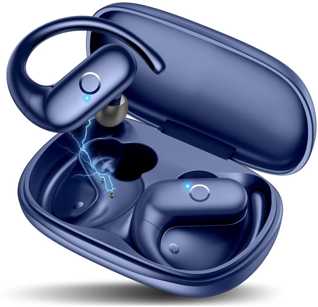 Main image of Wireless Earbuds Bluetooth Headphones Sport,Over Ear Buds with Deep Bass Sound,60Hrs Playtime Earphones Redesigned Comfort Fit with Earhooks for Running,Meeting,Workout- Blue