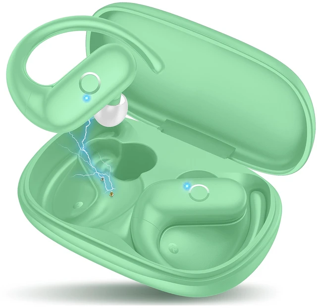 Main image of Wireless Earbuds Bluetooth Headphones Sport,Over Ear Buds with Deep Bass Sound,60Hrs Playtime Earphones Redesigned Comfort Fit with Earhooks for Running,Meeting,Workout- Green