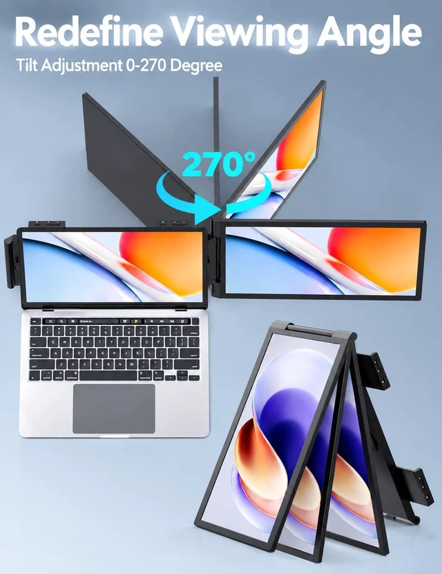 Alt view image 5 of 7 - 14'' Laptop Screen Extender, FHD 1080P IPS Dual Display Portable Monitor for 14-16'' Laptops, USB-C/HDMI, Plug and Play for Windows, Mac, Android, Switch and PS5