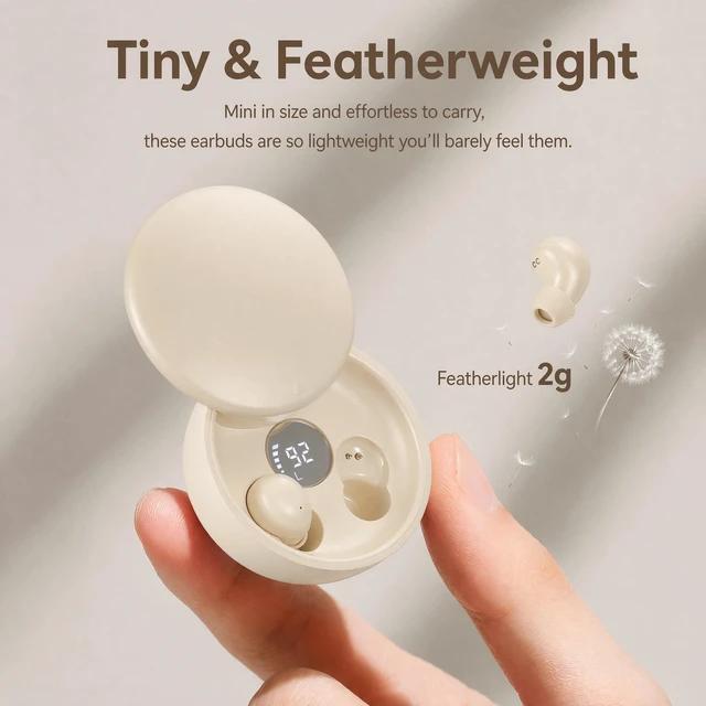 Alt view image 4 of 7 - Mini Invisible Bluetooth Earbuds, Wireless for Small Ears (Beige) SK26 tiny hidden ear buds with premium sound quality, one-step auto pairing, lightweight low-profile fit for all-day wear