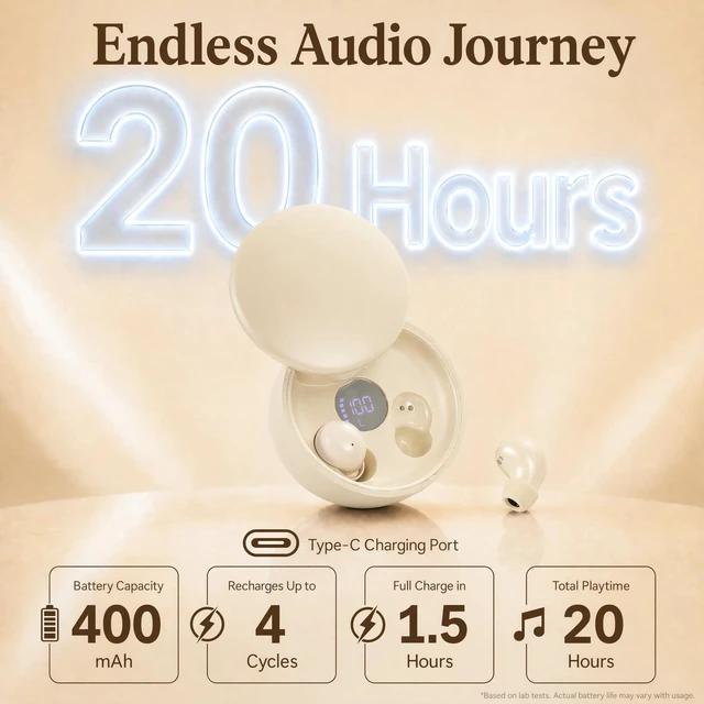 Alt view image 5 of 7 - Mini Invisible Bluetooth Earbuds, Wireless for Small Ears (Beige) SK26 tiny hidden ear buds with premium sound quality, one-step auto pairing, lightweight low-profile fit for all-day wear