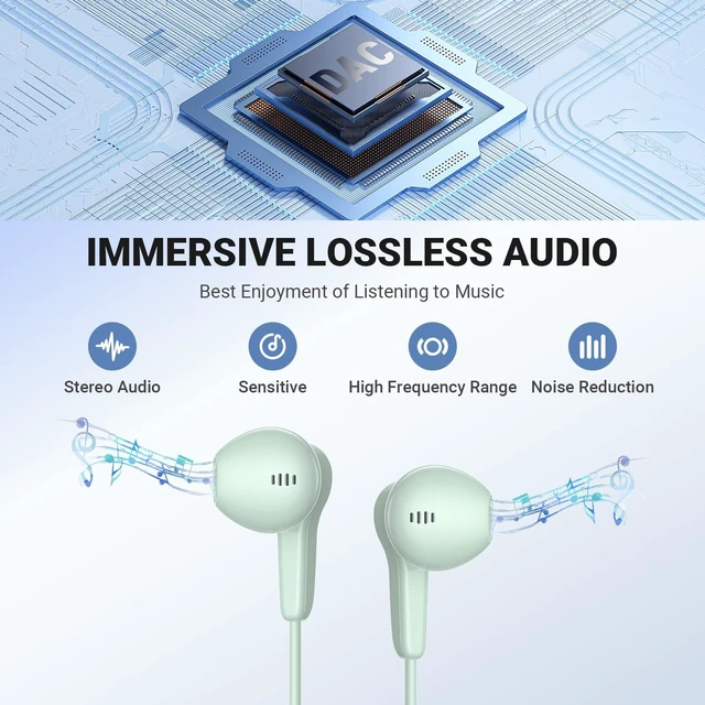 Alt view image 2 of 7 - USB C Headphones Wired for iPhone 17 Air 16 15 18 Pro Max Duo Plus, Green Type C Earphone with Mic Stereo Volume Magnet USBC Wired Earbud for Samsung Galaxy S26 S25 S24 Ultra S23 Fe S22 Flip/Pixel 10