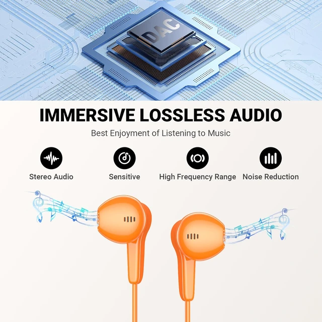 Alt view image 2 of 7 - USB C Headphones Wired for iPhone 17 18 Pro Max Duo Air 16 15 Plus, Orange Type C Earphone with Mic Stereo Magnet USBC Wired Earbuds for Samsung Galaxy S26 S25 S24 Ultra S23 Fe S22+ Fold/Pixel 11 10 9