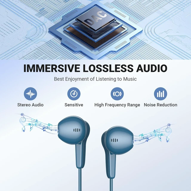 Alt view image 2 of 7 - USB C Headphones Wired for iPhone 17 Air 16 15 18 Pro Max Duo Plus, Blue Type C Earphone with Mic Stereo Volume Magnet USBC Wired Earbud for Samsung Galaxy S26 S25 S24 Ultra S23 Fe S22 Flip/Pixel 11