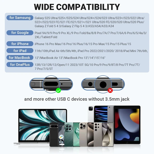 Alt view image 6 of 7 - USB C Headphones Wired for iPhone 17 Air 16 15 18 Pro Max Duo Plus, Blue Type C Earphone with Mic Stereo Volume Magnet USBC Wired Earbud for Samsung Galaxy S26 S25 S24 Ultra S23 Fe S22 Flip/Pixel 11