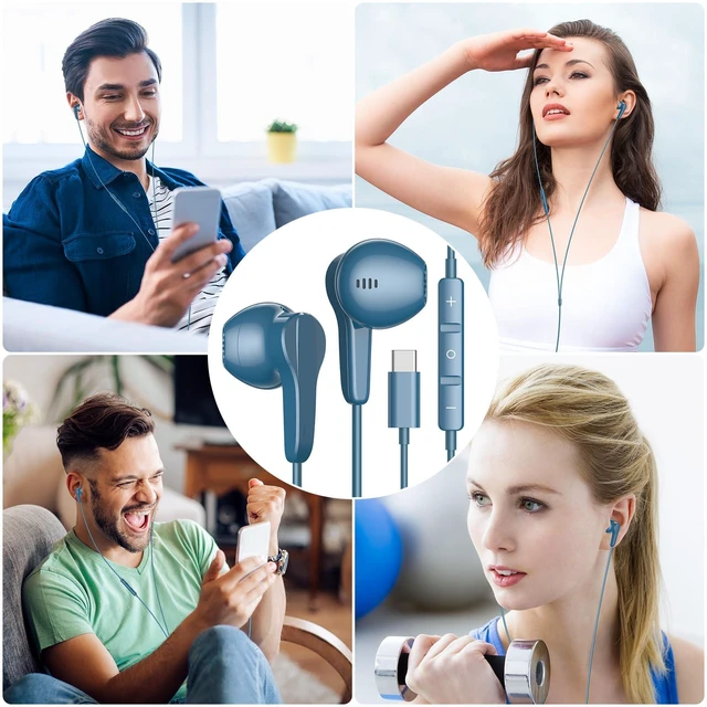 Alt view image 7 of 7 - USB C Headphones Wired for iPhone 17 Air 16 15 18 Pro Max Duo Plus, Blue Type C Earphone with Mic Stereo Volume Magnet USBC Wired Earbud for Samsung Galaxy S26 S25 S24 Ultra S23 Fe S22 Flip/Pixel 11