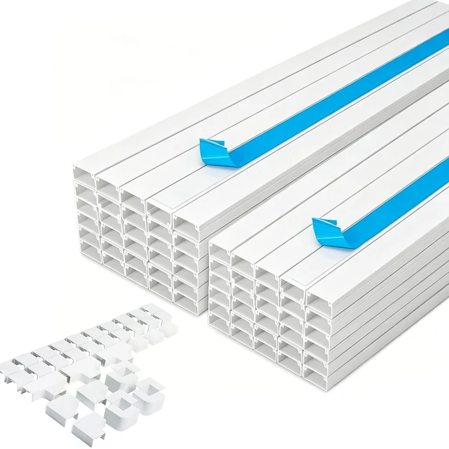 Main image of Cord Hider Kits, 1008 in Cord Covers for Wires on Wall, Paintable Cable Cover Raceways, Cable Concealer Raceway for Home and Office, L 64 X 15.75in W 0.94in H 0.55in, White