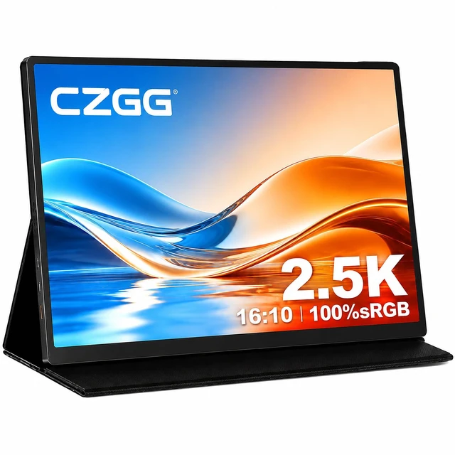 Main image of Portable Monitor 2K for Laptop, 15.6 Inch 2560x1600 QHD Second Screen 16:10 300 Nits 100% sRGB Display, 60Hz, Lightweight Aluminum Body, Built-in Stand Case, USB-C HDMI