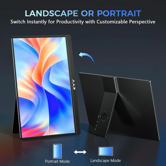 Alt view image 2 of 7 - Portable Monitor 15.6'' Laptop Screen Extender w/180° Rotation Stand 1080P Ultra-Slim Travel Monitor w/Dual Speakers, USB-C HDMI Portable Screen for Laptop Mac Phone Xbox Ps5 Switch