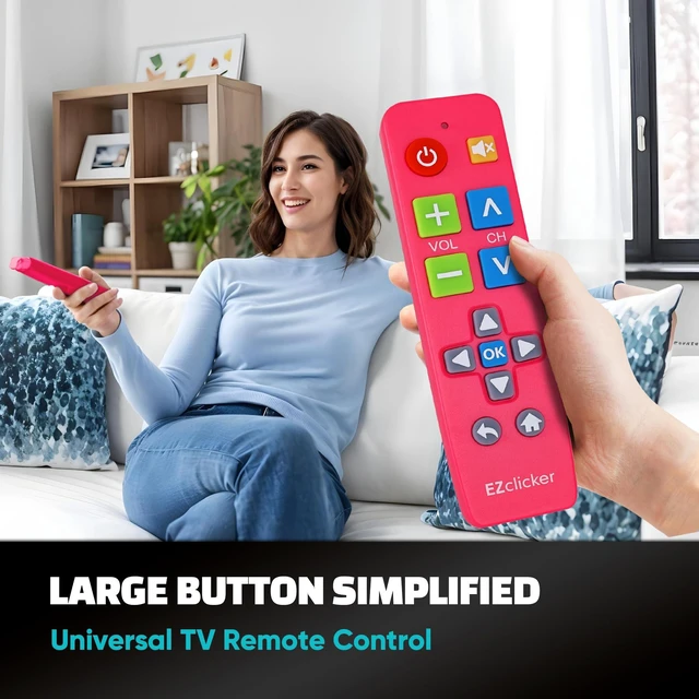 Alt view image 2 of 7 - Big Button Universal TV Remote, Easy to Use for All Ages (Pink) Great for Seniors, Works with Major TV Brands (2xAAA Batteries Not Included)