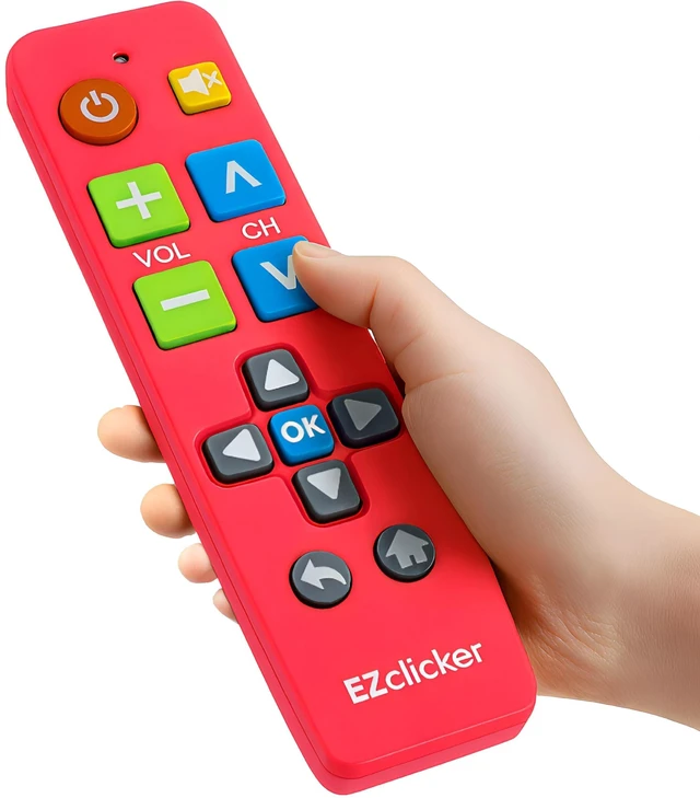 Main image of Big Button Universal TV Remote, Easy to Use for All Ages (Pink) Great for Seniors, Works with Major TV Brands (2xAAA Batteries Not Included)