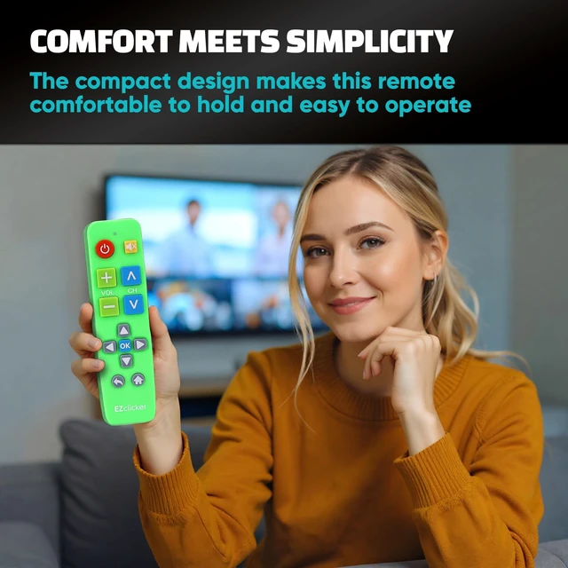 Alt view image 6 of 7 - Big Button Universal TV Remote, Easy to Use for All Ages (Green) Great for Seniors, Works with Major TV Brands (2xAAA Batteries Not Included)