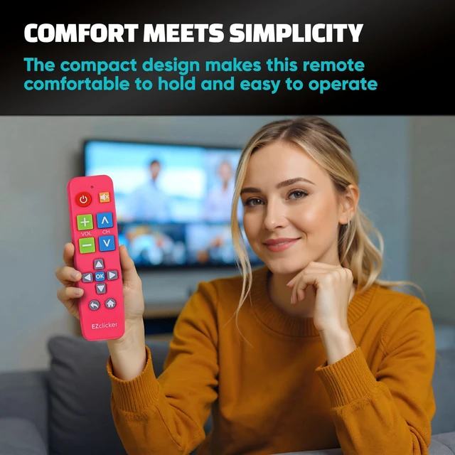 Alt view image 6 of 7 - Big Button Universal TV Remote, Easy to Use for All Ages (Pink) Great for Seniors, Works with Major TV Brands (2xAAA Batteries Not Included)