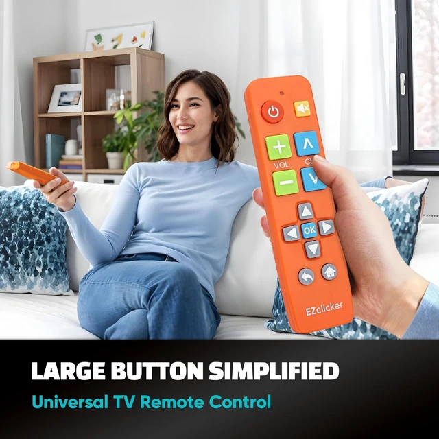 Alt view image 2 of 7 - Big Button Universal TV Remote, Easy to Use for All Ages (Orange) Great for Seniors, Works with Major TV Brands (2xAAA Batteries Not Included)
