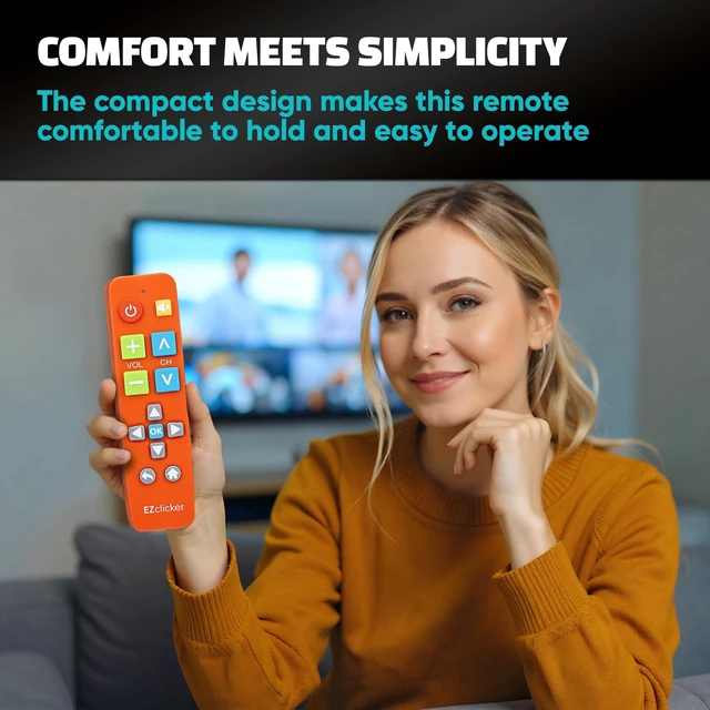 Alt view image 6 of 7 - Big Button Universal TV Remote, Easy to Use for All Ages (Orange) Great for Seniors, Works with Major TV Brands (2xAAA Batteries Not Included)