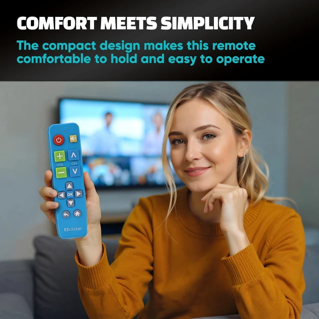Alt view image 6 of 7 - Big Button Universal TV Remote, Easy to Use for All Ages (Blue) Great for Seniors, Works with Major TV Brands (2xAAA Batteries Not Included)