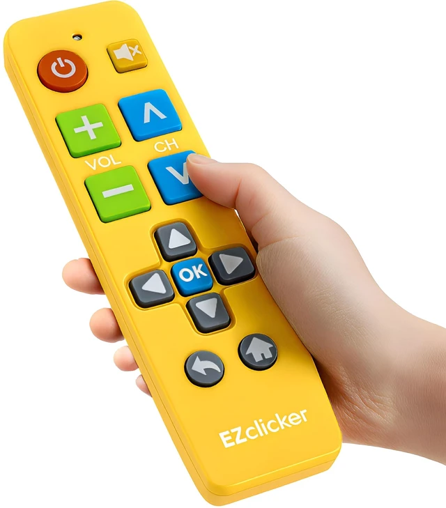 Main image of Big Button Universal TV Remote, Easy to Use for All Ages (Yellow) Great for Seniors, Works with Major TV Brands (2xAAA Batteries Not Included)