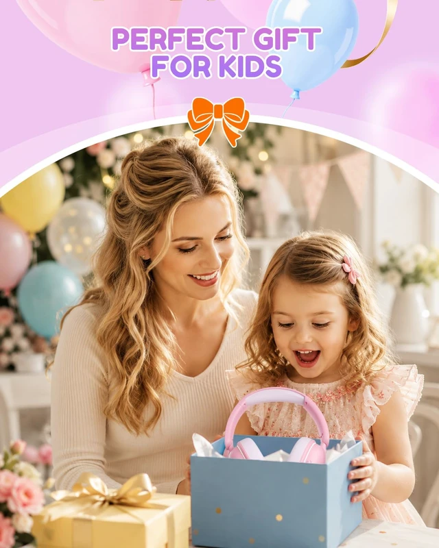 Alt view image 6 of 7 - OHR727 Kids Bluetooth Headphones Travel, OverEar Comfort Design 85dB Safe Volume, 110H Playtime with LED Lights, Bluetooth 6.0, Built-in Mic, for iPad Tablet Travel School Pink