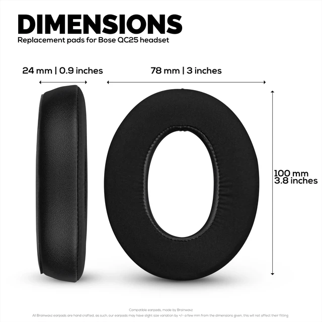 Alt view image 7 of 7 - Hybrid Replacement Earpads for Bose QuietComfort 25 (QC25) Wireless Headphones, Soft Gel, Breathable Fabric w/PU Leather & Memory Foam, Extra Comfort, Easy Install, By (Black)