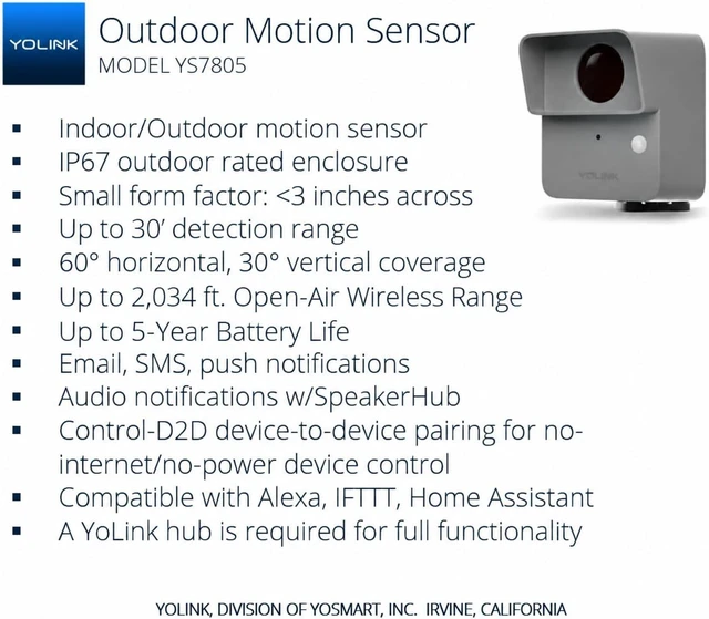 Alt view image 2 of 7 - Outdoor Motion Sensor for Driveway Alerts, YS7805 Driveway Motion Alerts, Adjustable Sensitivity, Up to 5-Year Battery Life, LoRa Protocol Up to 2034 Feet, Hub Required