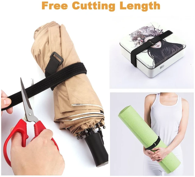 Alt view image 2 of 7 - 32Ft x 1In Adjustable Cable Straps with Buckles, Free Cut Length, Black Reusable Fastening Cable Ties, Hook and Loop Securing Strap for Cable Tidy, Wire Management, Cord Organiser