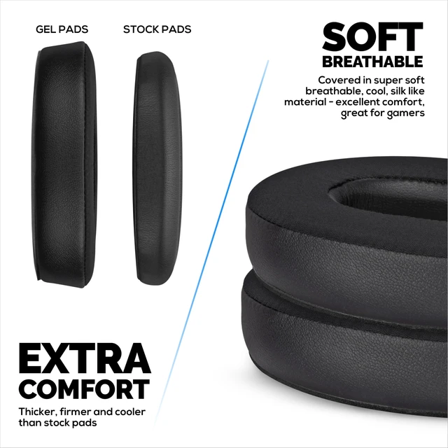 Alt view image 4 of 7 - Hybrid Replacement Earpads for Bose QuietComfort 45 (QC45) Wireless Headphones, Soft Gel, Breathable Fabric w/PU Leather & Memory Foam, Extra Comfort, Easy Install, By (Black)