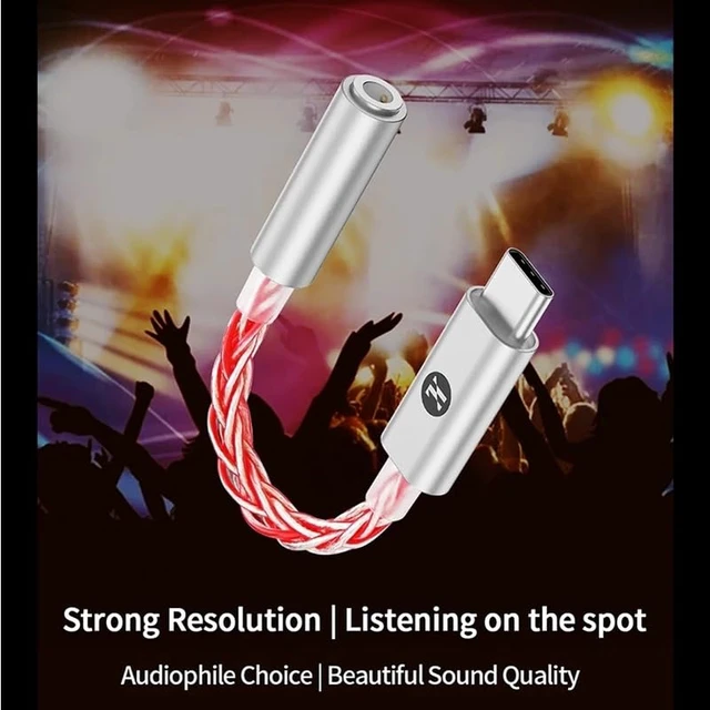 Alt view image 3 of 7 - JCALLY JM6 Pro USB C Type-C to 3.5mm Dual DAC CX31993 MAX97220 Digital Audio Portable decoding amp HiFi DAC Mobile Headset Adapter (Silver Red)