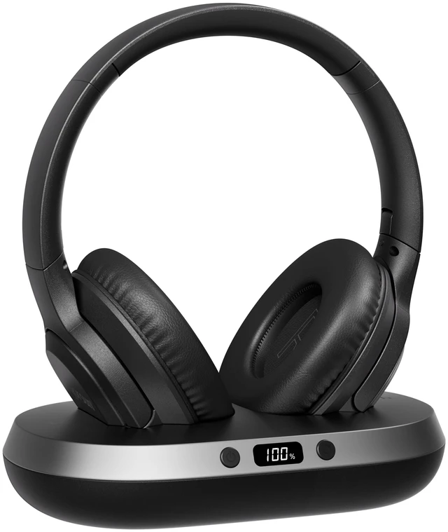 Main image of TV3 New Upgrade Wireless Headphones for TV, 2.4G Low Latency Over-Ear Headset, Transmitter & Charging Base, 65H Playtime, Plug & Play, Optical AUX RCA Compatible for Seniors & Family